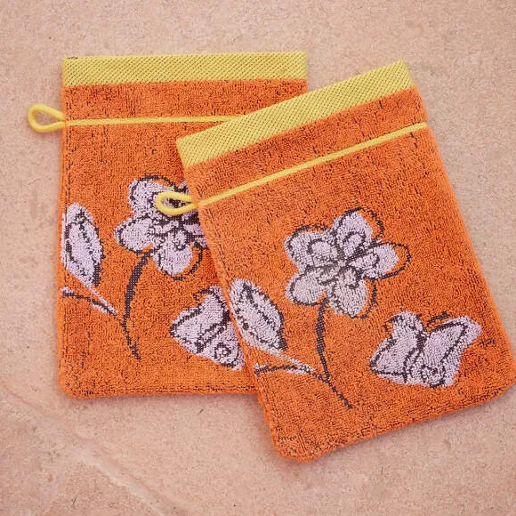 Carnet de fleurs 2 gants de toilette