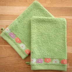 Cascade fleurie  2 gants de toilette