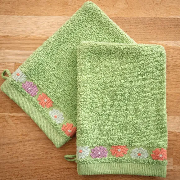 Cascade fleurie 2 gants de toilette