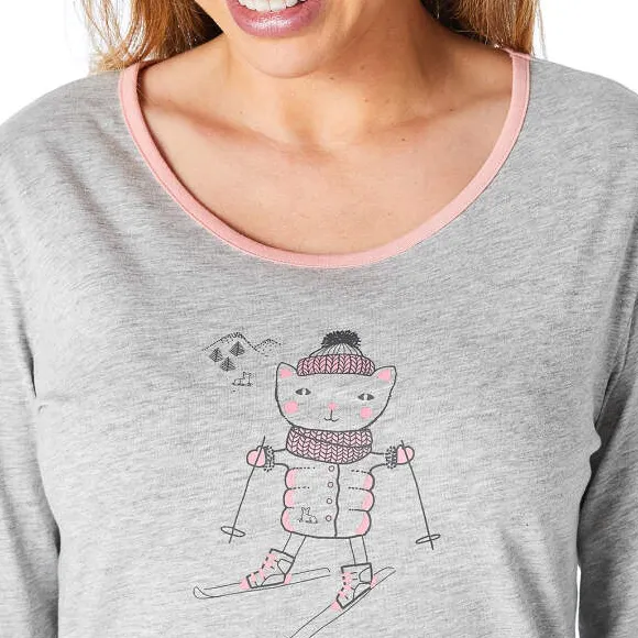 Chat neige Pyjama gris