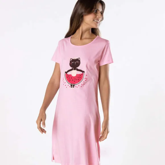 Chat pastèque Maxi t-shirt rose
