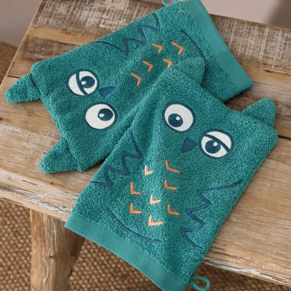 Chouette bambin 2 gants de toilette