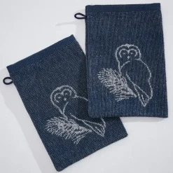 Chouette la nuit  2 gants de toilette