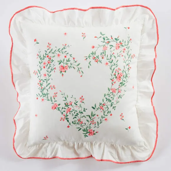 Coeur en fleurs Housse de coussin