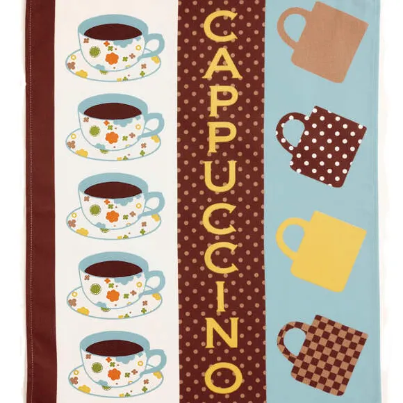 Détente et cappuccino 3 torchons et 3 essuie-mains