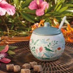 Fleur de porcelaine  Sucrier et cuillère