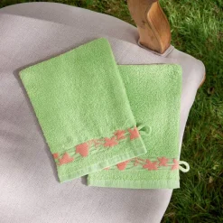 Flânerie bucolique  2 gants de toilette
