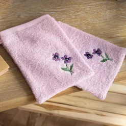 Langage des fleurs  2 gants de toilette