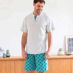 Rythme indigo  Pyjama short gris chiné
