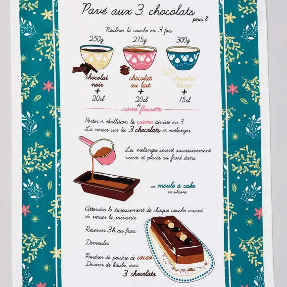 Tout chocolat 3 torchons et 3 essuie-mains