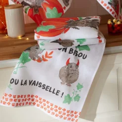 Un bisou ou la vaisselle !  2 essuie-mains nid d'abeille