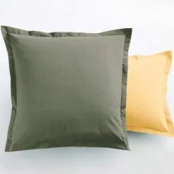 Unis taie d'oreiller bicolore  Lot de 2 taies d'oreiller