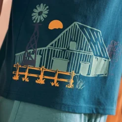 Un matin à la ferme  Pyjama short bleu